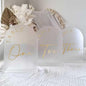 JINMURY Frosted Arch Wedding Table Numbers 1-10 with Stands, 5x7 Inch Acrylic Arch Sign with Golden Lettering, Frosted Acrylic Table Numbers for Wedding Reception