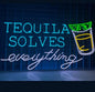 Tequila Solves Everything Neon Sign, Tequila Led Sign, Custom Neon Sign, Cocktail Wine Bar Wall Decor, Bar Pub Neon Sign, Tequila Lover Gift Size:18inch