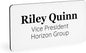 ExcelMark Custom Name Tag - Engraved Name Badge with Pin or Magnetic Backing, 16 Colors, 6 Fonts, and 2 Sizes to Choose from (White w/Black Letters, 1.5"x 3")