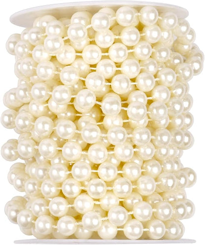 [29.5Feet] Pearl Beads Garland, 10MM 9.8 Yards Faux Pearl Beads String Roll Bulk for DIY Craft Wedding Party Christmas Tree Decoration