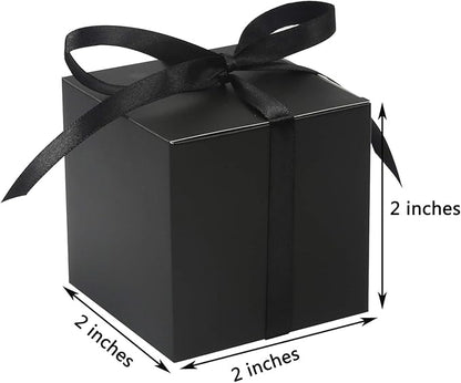 COTOPHER 100pcs Small Gift Boxes, Favor Boxes 2x2x2 inches Paper Gift Boxes with Ribbons Candy Box for Wedding Favors Baby Shower Bridal Shower Birthday Party (Black)