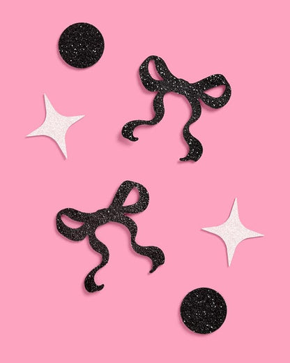 xo, Fetti Black Bow Glitter Confetti - 200 pc | Bachelorette Decorations, Birthday Table Decor, Gothic Party Supplies, Emo Shower Tablescape
