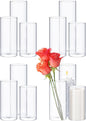 Sawysine 12 Pcs Glass Cylinder Vases 2.5''/2.95''/3.9'' Diameter Clear Flowers Vase Hurricane Floating Candles Holders for Table Centerpieces (3.9 x 8 in,3.9 x 10 in,3.9 x 12 in)