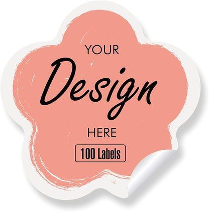 Custom Stickers - Personalized Labels with Floral Design, 100 Pink Rectangular Stickers (Flower, 6"x6")