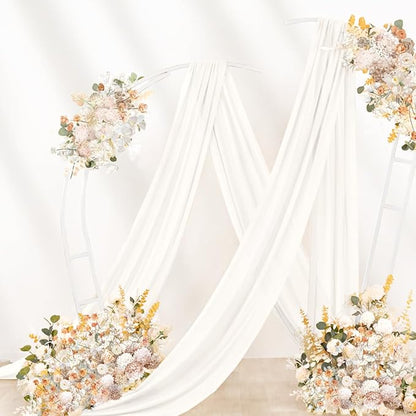 Ivory Wedding Arch Draping Fabric 4 Panels 29" x 20 FT White Drapes for Backdrop Sheer Curtains Wedding Drapes for Romantic Bridal Baby Shower Ceremony Birthday Party Fall Outdoor Events