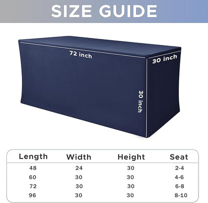 Nasitos Fitted Table Covers Stretch Spandex - 72 x 30 Inch - 2 Pack Navy Rectangle Table Clothes for 6 Foot Folding Tables, Wrinkle Resistant Tablecloths for Parties, Trade Show, Craft Show, Birthday