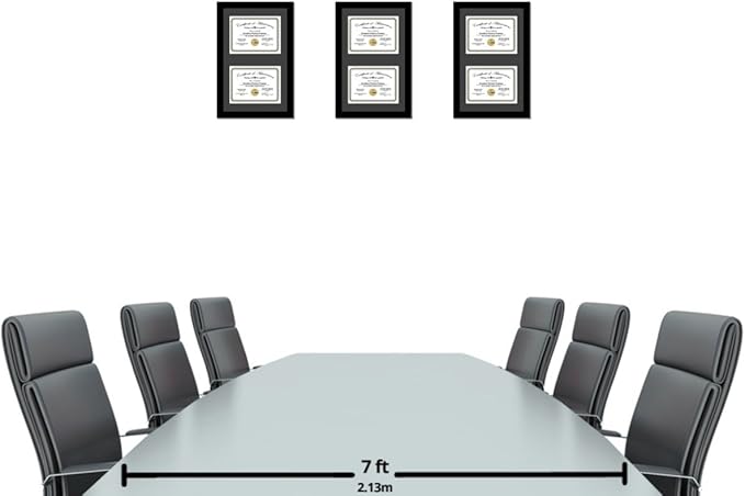 Creative Picture Frames 14X24Bk-B Black Vertical Double Diploma Frame With 2 Opening Black Mat, Holds 2-10X12-Inch Documents With Wall Hanger