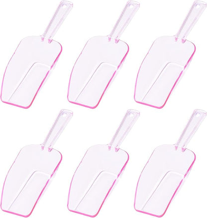 Ice Scoop for Freezer, Clear Pink Plastic Candy Buffet Scoopers, Acrylic Multi-purpose Kitchen Scoop for Party Wedding Popcorn Cookie Dry Goods, 6 Pack 7.5 In