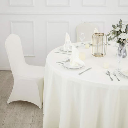 Ascoza 12pack 70 Inch Ivory Round Tablecloth in Polyester Fabric for Wedding/Banquet/Restaurant/Parties