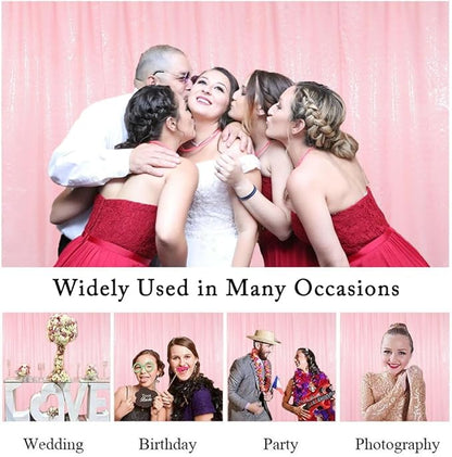 ShinyBeauty Sequin Backdrop 7ftx7ft Baby Pink | Sparkle Drapes for Photoshoots, Baby Showers, & Birthday Parties | Elegant & Durable Glitter Background
