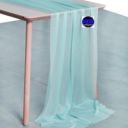 MDS 20 Pack 10ft Chiffon Table Runner 29 x 120 Inches Sheer Wedding Runner Romantic Rustic Table Runner for Wedding Decorations, Birthday Parties, Bridal Shower Party Arch Decor - Teal