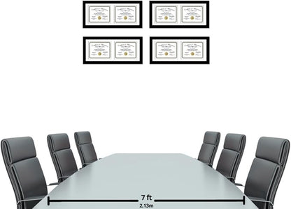 Creative Picture Frames 14X30Bk-W Black Horizontal Double Diploma Frame With 2 Opening White Mat, Holds 2-10X12-Inch Documents With Wall Hanger