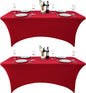 2-Pack 6ft Spandex Table Covers for Rectangle Standard Folding Tables - Wrinkle Resistant Stretch Tablecloths - Ultimate Fitted Table Protector for Parties, Trade Shows, Banquet