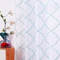 Embroidery Sheer Curtains Blue 63 Inch, Rod Pocket Voile Drapes for Living room, Bedroom, Window Treatments Moroccan Embroidery Semi Crinkle Curtain Panels for Yard, Patio, Villa, Set of 2, 52"x 63".