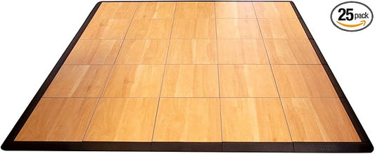Big Floors 5X5MAPLEFLOOR Interlocking Lightweight Plastic Modular Dance Floor Kit (5' x 5'), Maple, 45 Piece