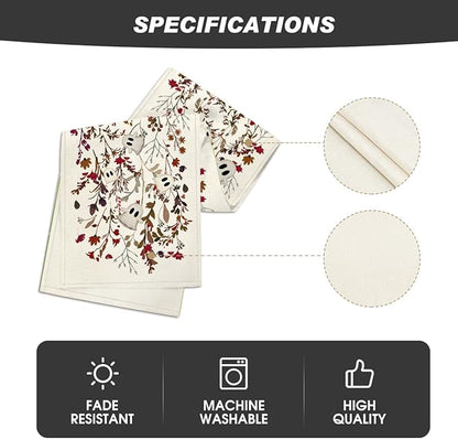Artoid Mode Ghost Flowers Leaves 210 GSM Halloween Table Runner,Seasonal Fall Kitchen Dining Table Decoration for Home Party Decor 13x90 Inch