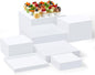 Leinuosen 7 Pcs Large Buffet Risers Set 6" to 12" Acrylic Display Box Catering Dessert Table Riser Food Display Decorative Stand with Hollow Bottom for Catering Supplies(White, Square)