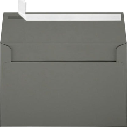 LUXPaper A9 Invitation Envelopes | Peel & Press | 5 3/4" x 8 3/4" | Smoke Gray | 80lb. Text | 50 Qty
