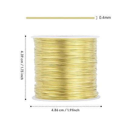 [328 Feet] 26 Gauge Craft Wire Jewelry Wire 100M/0.4mm Gold Plated Thin Brass Wire Soft Metal Wire Bulk for Jewelry Making
