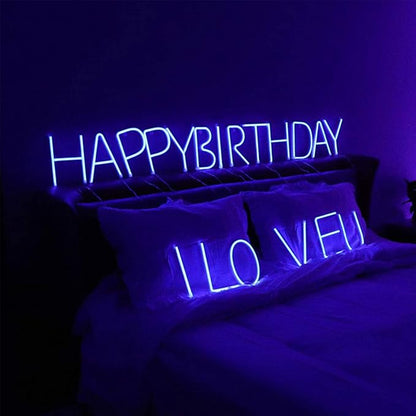 ENUOLI LED Blue Neon Letter Signs Night Light Battery or USB Operated LED Marquee Letters Neon Art Decorative Lights Wall Decor for Children Baby Room Christmas Wedding Party Decoration(F)