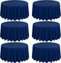 6 Pack Round Tablecloths - 90 Inch, Navy Blue Polyester Table Cover, Stain and Wrinkle Resistant Washable Fabric, Wedding Banquet Parties
