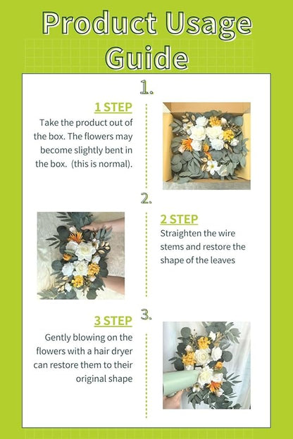Wedding Sign Faux Flower Swag (Pack of 2) for Ceremony Party Reception Entrance Floral Decor Wall Easel Stand for Wedding Poster Welcome Sign (Bright Yellow)