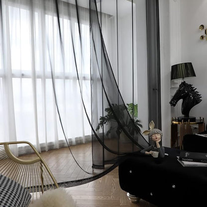 Window Black Sheer Curtains 145 Inches Long 2 Panels Sheer Curtain Basic Rod Pocket Panel for Bedroom Children Living Room Yard Kitchen (Black, 52" W x 145" L | 2 pcs)