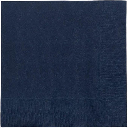 JAM PAPER Small Beverage Napkins - 5 x 5 - Navy Blue - 50/Pack