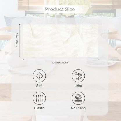 10 Pack White Cheesecloth Table Runner 35x120 Inch 10Ft Rustic Gauze Cheese Cloth Thanksgiving Table Runner Sheer Cheesecloth Table Runners for Wedding Party Bridal Shower Decoration
