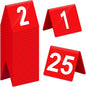 Tuanse Table Numbers 1-25 Acrylic Double Side Numbered Table Tents Plastic Restaurant Wedding Numbers Cards Signs for Party Banquets Wedding Reception(Red, White)