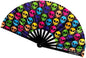 Kandies World UV Reactive Custom Festival Folding Hand Fan - Unique Designs, Made of Bamboo, Clacking Sound, Lightweight - Perfect Rave and Festival Accessory!