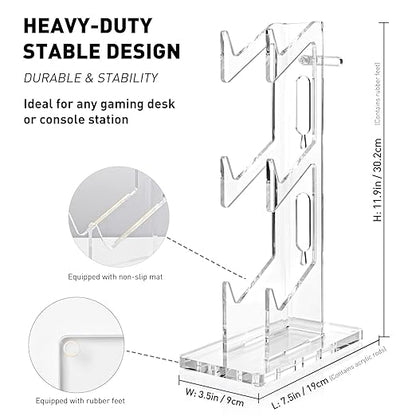 OAPRIRE Universal 3 Tier Controller Stand and Headset Stand for XBOX ONE X SWITCH PS4 PS5 PC, Controller Holder Gaming Accessories, Build Your Game Fortresses (Clear)