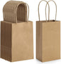 BagDream 50 Pack 3.5x2.4x6.7 Inches Small Kraft Paper Gift Bags with Handles Bulk Mini Party Favor Bags Candy Bags 100% Recyclable Brown Paper Bag