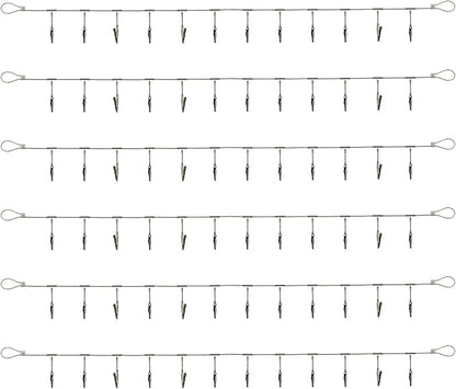 6 Pack 5 ft Steel Wall Hanging Photo Display Cable Wire Rod String with 12PCS Clips, Picture Holders for Kids Crafts, Notes