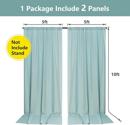 MYSKY HOME Light Green Backdrop Curtains for Parties, Weddings, Stage & Photography - 5ft x 10ft, 2 Panels