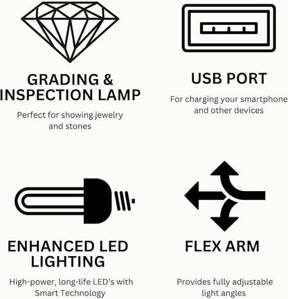 GemOro Horizon 2 LED Light | Adjustable Inspection Lamp for Diamonds Gemstones Pearls Jewelry | Enhanced Lighting with Smart Technology