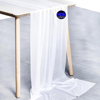 MDS 10 Pack 10ft Chiffon Table Runner 29 x 120 Inches Sheer Wedding Runner Romantic Rustic Table Runner for Wedding Decorations, Birthday Parties, Bridal Shower Party Arch Decor - White