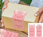150Pcs Cute Pink Large Thank You Stickers,Bow Shaped Rose Gift Wrapping Decorations, Suitable for Gifts, Merchandise, Open Me Stickers, Large Labels, 4.72 x 2.36 inches.（Bow and Rose）