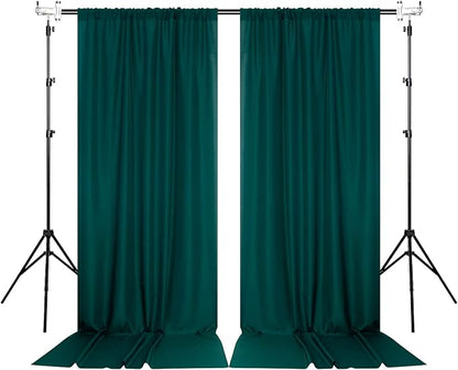 MYSKY HOME 10ft x 10ft Curtains Hunter Green Backdrop Curtains for Parties Wedding Stage Curtains Rod Pocket Sliding Drapes Backdrop Curtain for Baby Showers, Birthday, 5ft x 10ft, 2 Panels