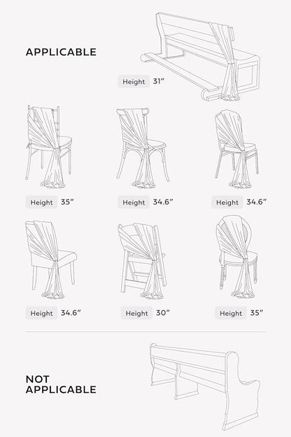 Ling's moment Wedding Chiffon Chair Sashes Cover Aisle Decorations Draping Fabric Wrinkle-Free with Tie 16 Pcs for Party Ceremony Reception Floral Arrangement Banquet Outdoor Decor