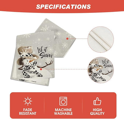 Artoid Mode Grey Snowman Snowflake Let it Snow Christmas Table Runner, Seasonal Winter Kitchen Dining Table Decor for Home Party Indoor 13x36 Inch