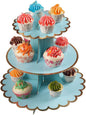 3-Tier Cupcake Stand, Light Blue, 12"W x 12.8"H, Cardboard