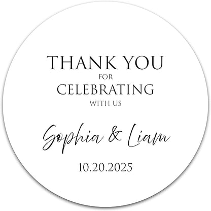 Personalized Wedding Stickers - Custom Wedding Envelope Seals for Invitations, Thank You Cards, and Save The Date (50-1000 Stickers) (Classic Celebration)