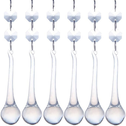 H&D 10pcs 5.3" Crystal Raindrop with Octagon Beads Chandelier Prisms Pendants Lamp Curtain DIY Suncatcher Parts (Clear)