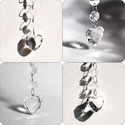 100 Pack Hanging Crystals - Clear Acrylic Prisms Pendant Ornaments for Christmas Tree, Centerpieces, Chandelier, Window & Home Decor, Ideal for Weddings, Parties Decorations (Heart)