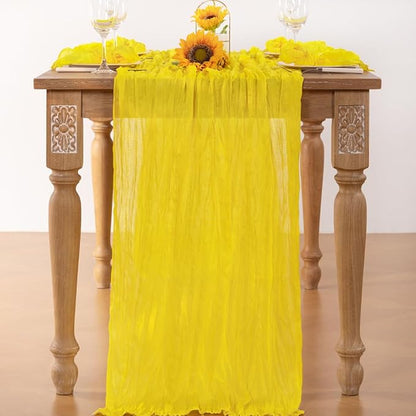 Lemon Yellow Cheesecloth Table Runner 6 Pack Fall Table Runners Boho Gauze 120 Inches Yellow Cheese Cloth Fall Table Decorations for Thanksgiving Wedding Bridal Baby Shower Parties Decor