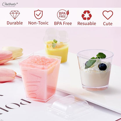 360 Pack 5oz 6oz Dessert Cups with Lids and Spoons, 3 Styles Clear Plastic Appetizer Cups for Halloween Party Disposable Mini Parfait Cups for Serving Fruit Trifle Mousse Ice Cream and Pudding
