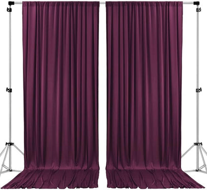 AK TRADING CO. 10 feet x 10 feet Eggplant Purple Polyester Backdrop Drapes Curtains Panels with Rod Pockets - Wedding Ceremony Party Home Window Decorations