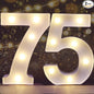 Pooqla Decorative Led Light Up Number Letters, White Plastic Marquee Number Lights Sign for 75th Birthday Party Wedding Decor Battery Operated Number (75)