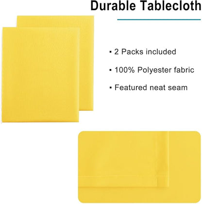 Hiasan 2 Pieces Yellow Rectangle Tablecloth - Spillproof and Waterproof Washable Table Cloth for Dining Room Kitchen Camping, 54 x 120 Inch